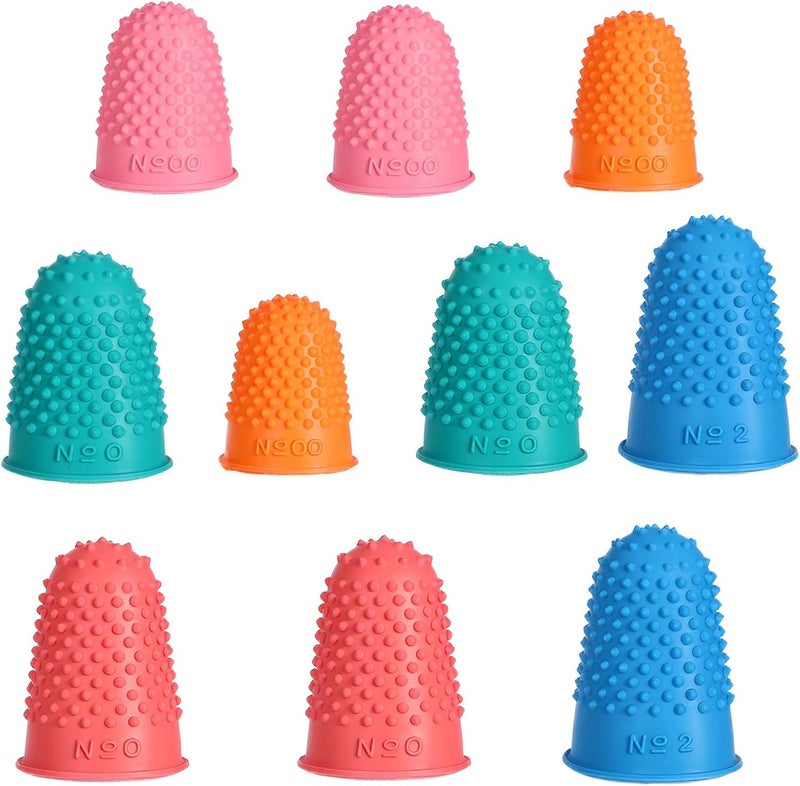 Skrfren Finger Grips 10 Pack PCS Rubber Fingers Tip Fingers Covers, 5 Different Sizes Colors Finger Protector Covers Rubber Thimbles for FingerTips Protection Reusable Finger-Pads Grip for Paperwork - Image 1
